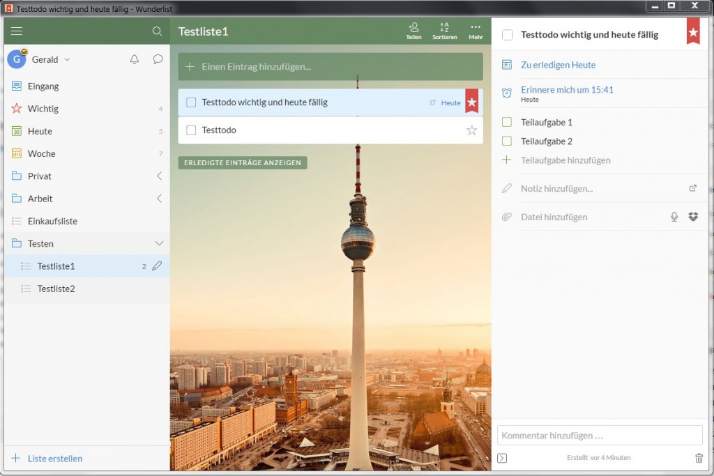 Wunderlist Windows Todo Eigenschaft 1024x683 - Todo - Listen organisieren mit Wunderlist